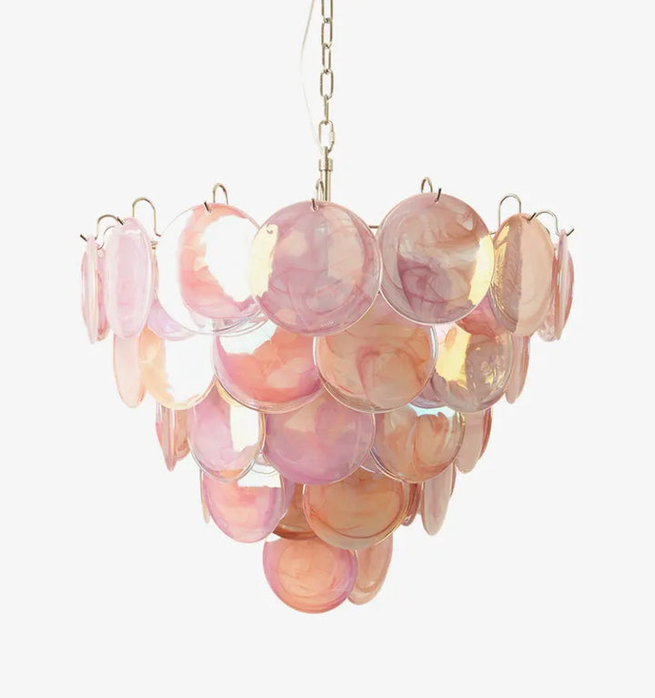 PINK MURANO DISC CHANDELIER