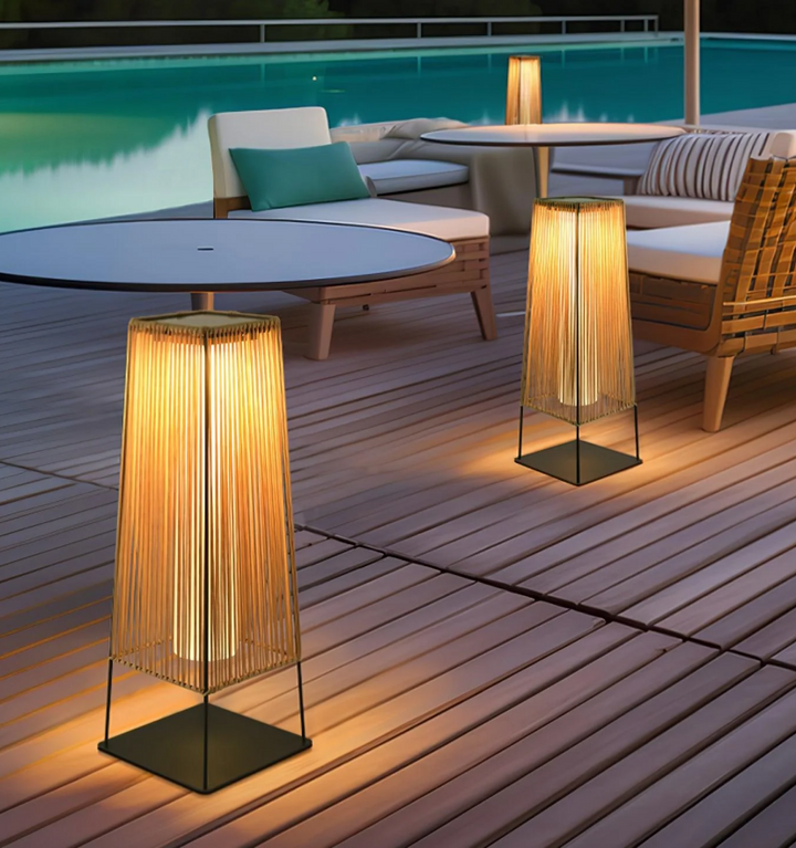 Plastic Rattan Outdoor Post Light