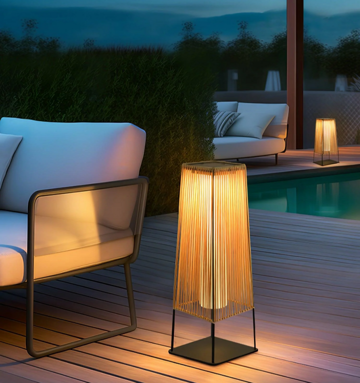 Plastic Rattan Outdoor Post Light