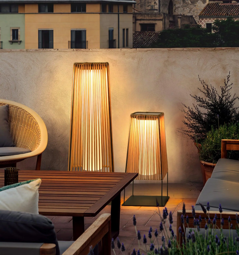 Plastic Rattan Outdoor Post Light