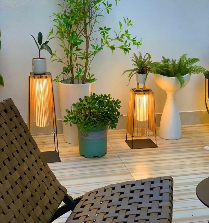 Plastic Rattan Outdoor Post Light