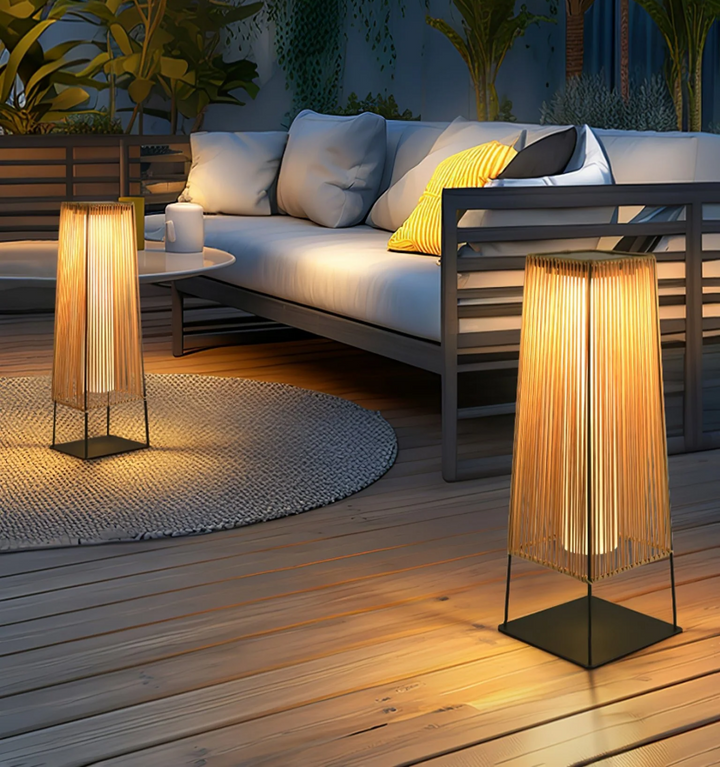 Plastic Rattan Outdoor Post Light