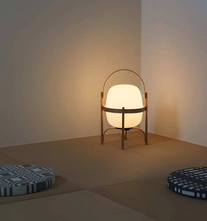 PORTABLE LANTERN GLASS TABLE LAMP