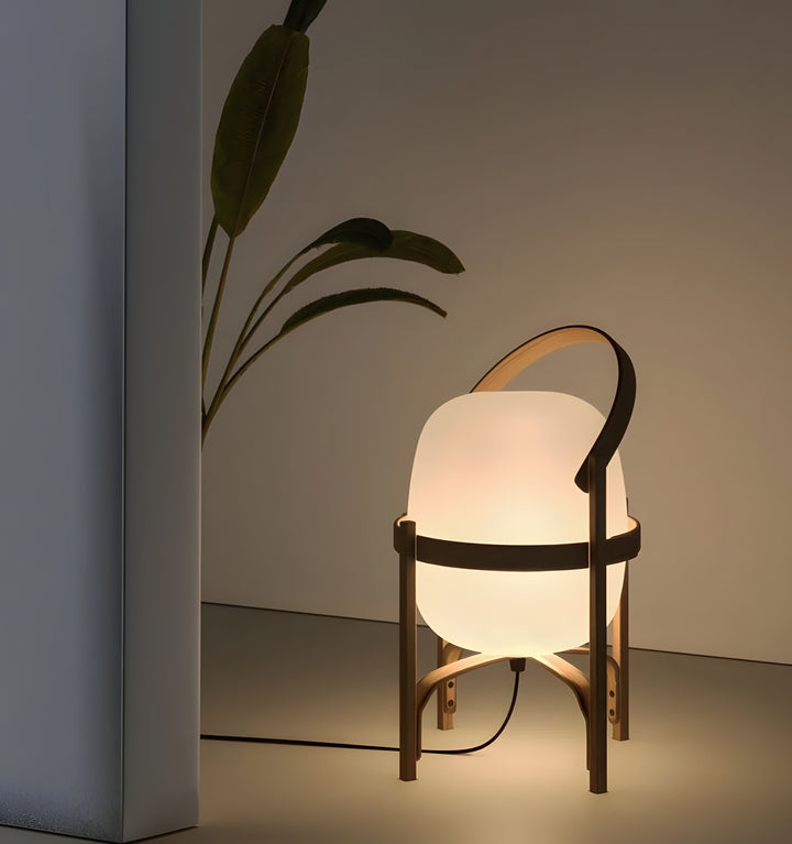 PORTABLE LANTERN GLASS TABLE LAMP