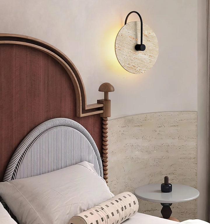 Round Travertine Wall Lamp