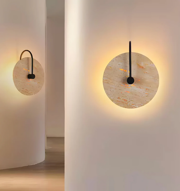 Round Travertine Wall Lamp