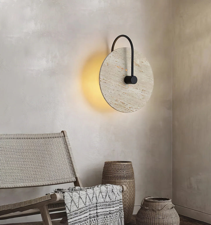 Round Travertine Wall Lamp