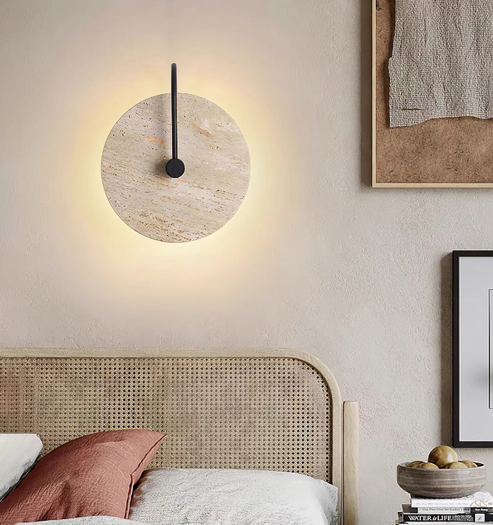 Round Travertine Wall Lamp