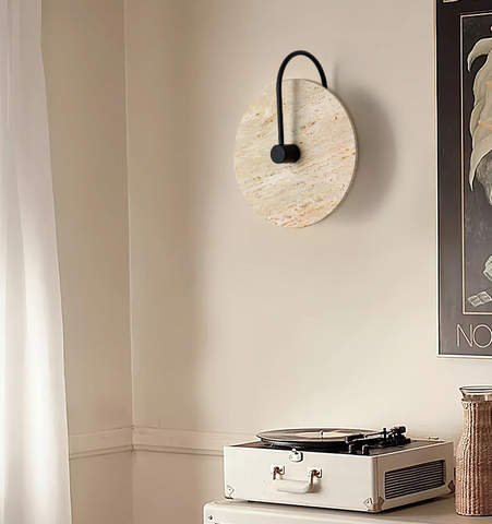 Round Travertine Wall Lamp