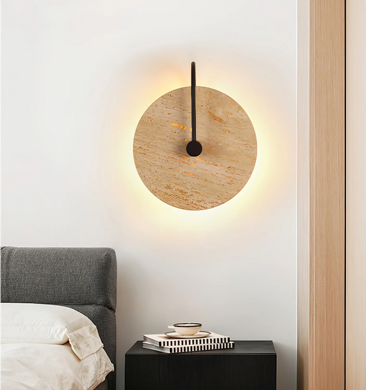 Round Travertine Wall Lamp