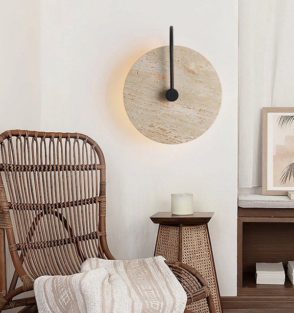 Round Travertine Wall Lamp