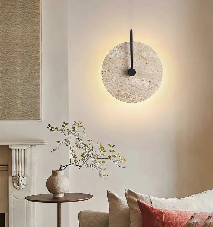 Round Travertine Wall Lamp