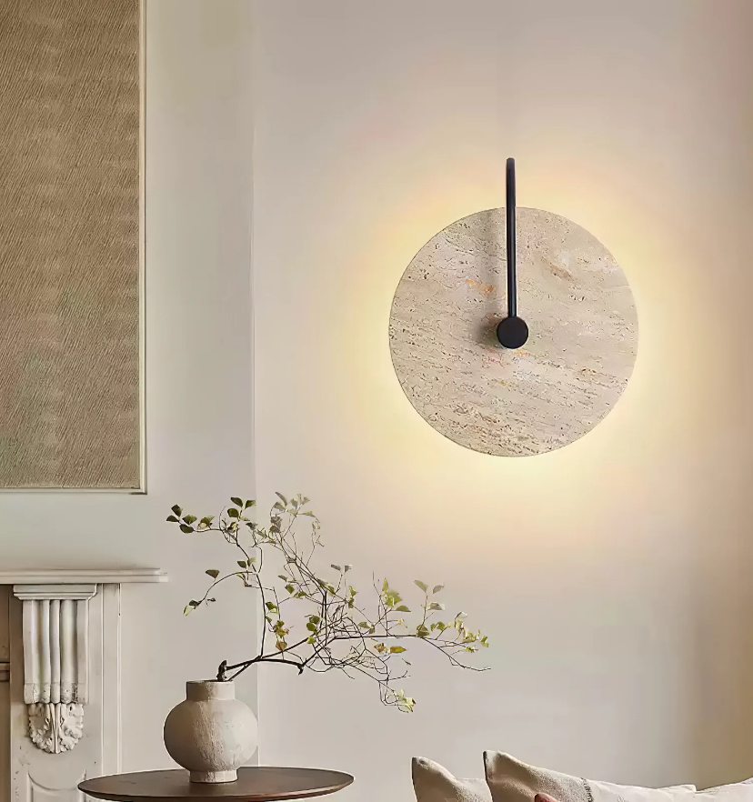 Round Travertine Wall Lamp