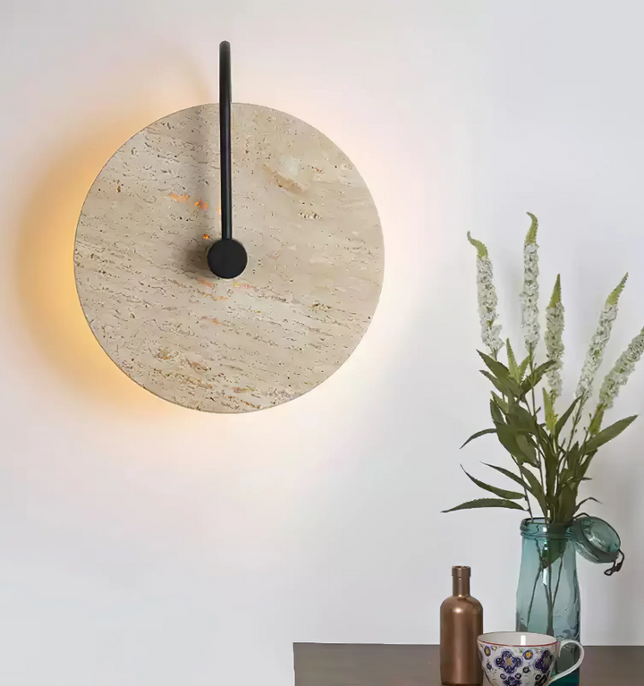 Round Travertine Wall Lamp