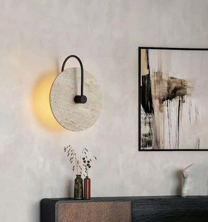 Round Travertine Wall Lamp