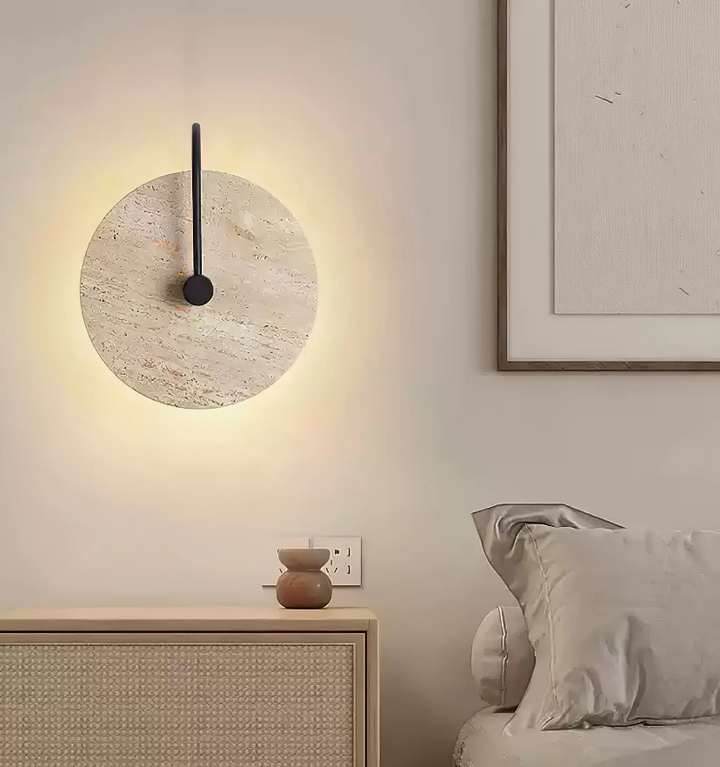 Round Travertine Wall Lamp