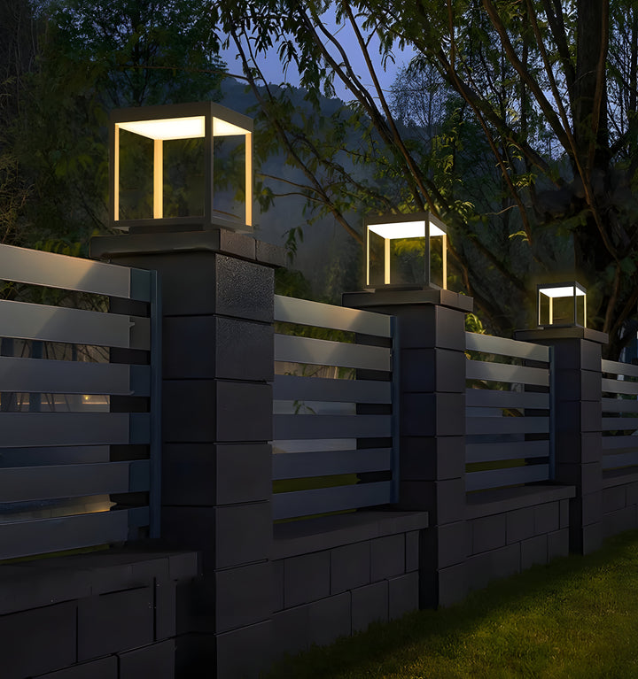 SQUARE FRAME FENCE POST GARDEN LIGHT