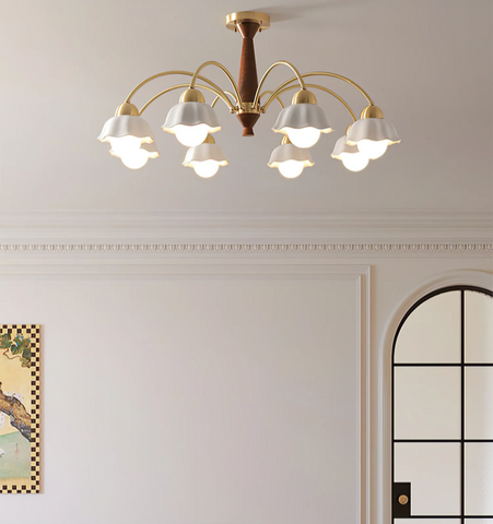 Swedish Modern Brass Chandelier