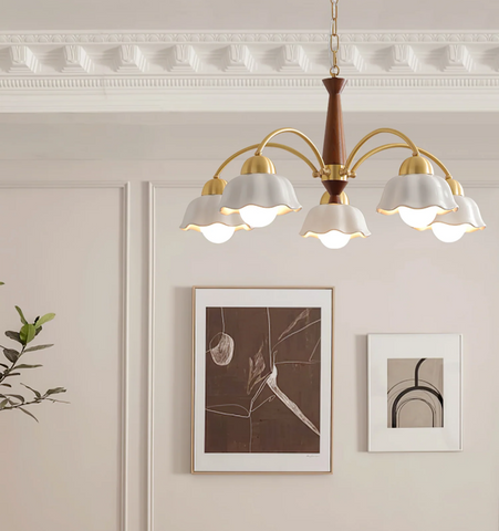 Swedish Modern Brass Chandelier