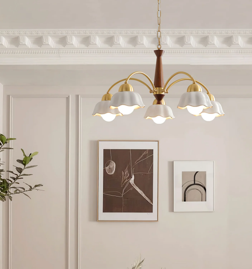 Swedish Modern Brass Chandelier