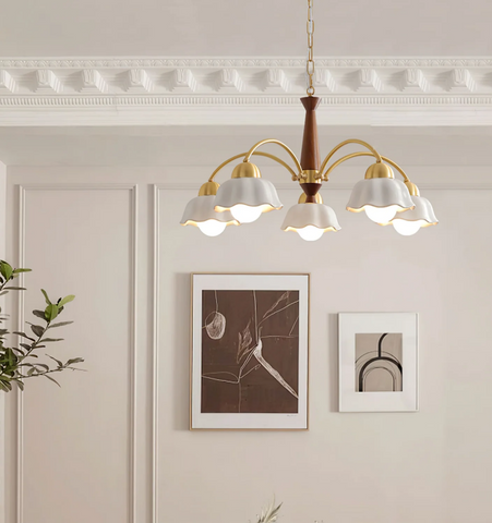 Swedish Modern Brass Chandelier