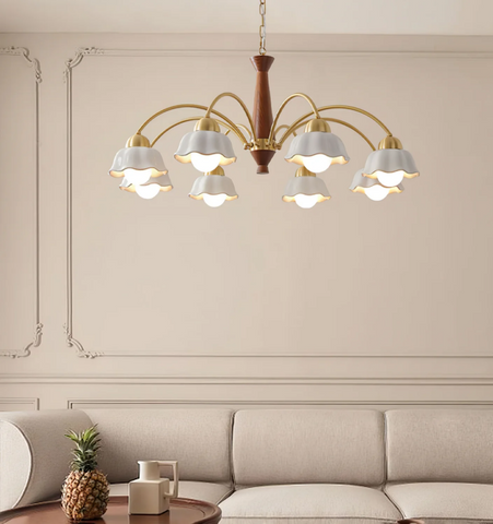 Swedish Modern Brass Chandelier