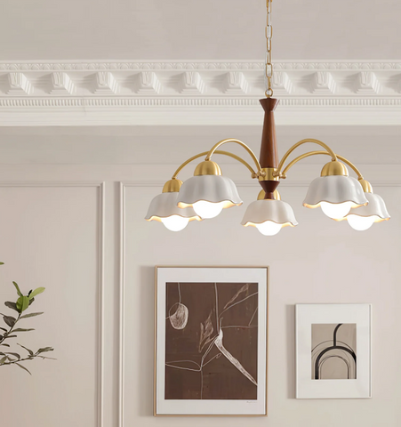 Swedish Modern Brass Chandelier