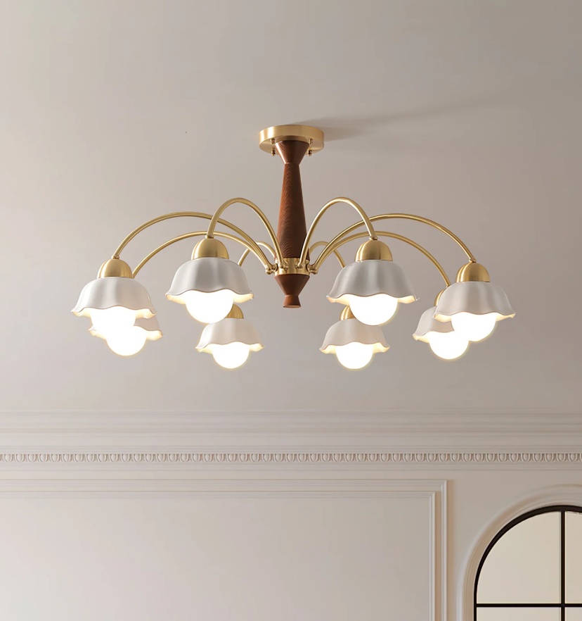 Swedish Modern Brass Chandelier