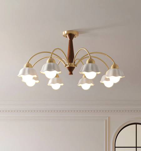 Swedish Modern Brass Chandelier