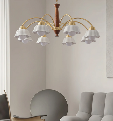 Swedish Modern Brass Chandelier