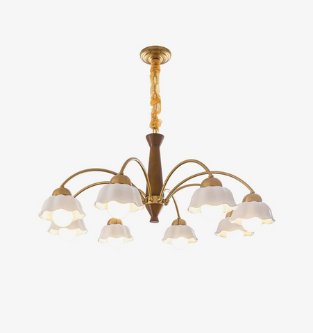 Swedish Modern Brass Chandelier