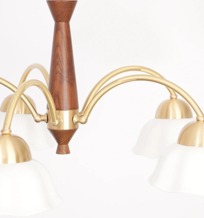 Swedish Modern Brass Chandelier