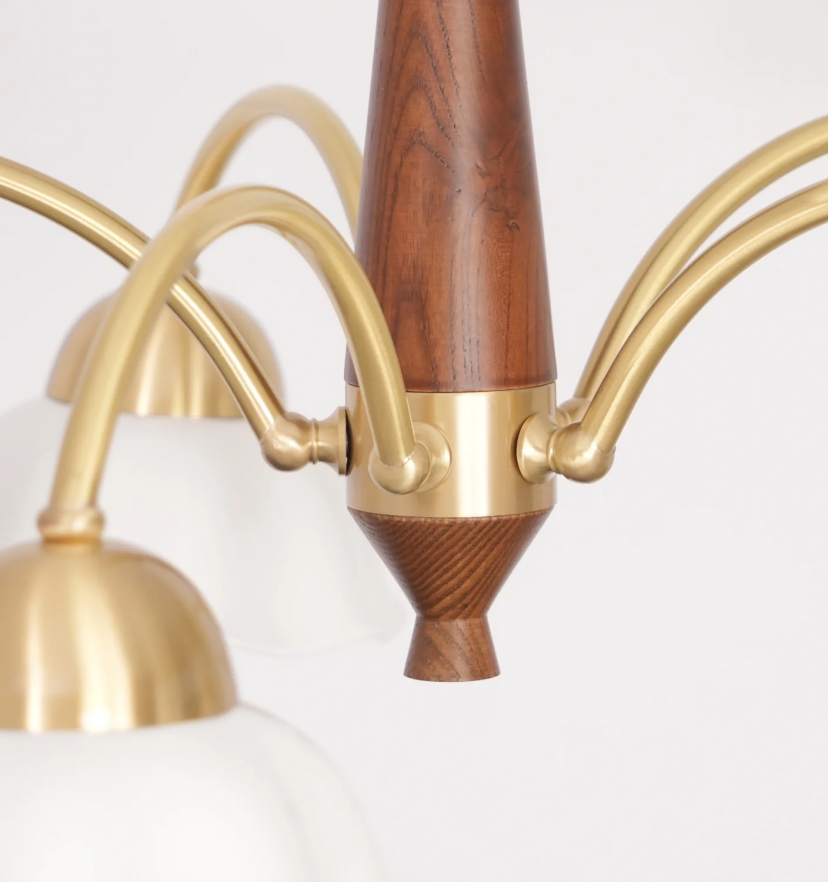 Swedish Modern Brass Chandelier