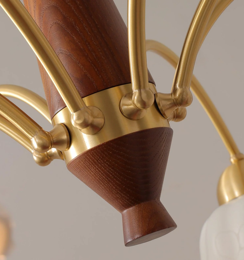 Swedish Modern Brass Chandelier