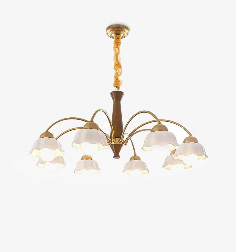 Swedish Modern Brass Chandelier