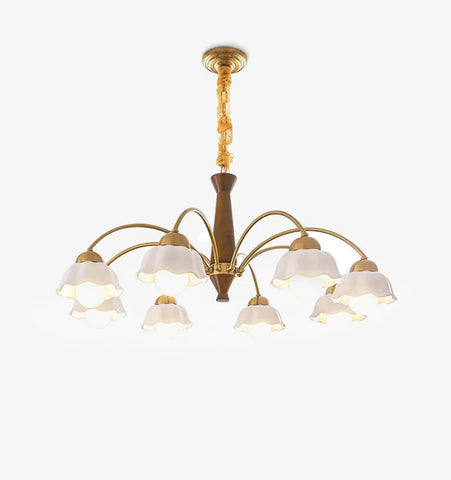 Swedish Modern Brass Chandelier
