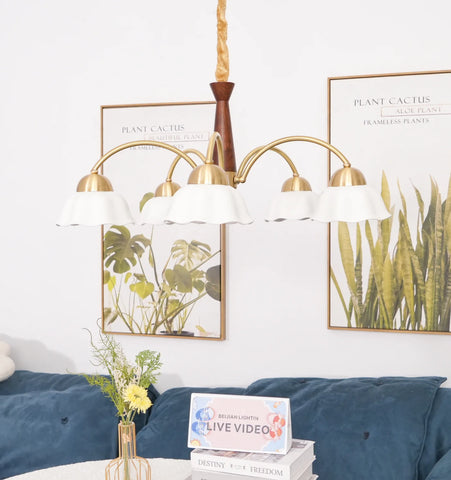 Swedish Modern Brass Chandelier
