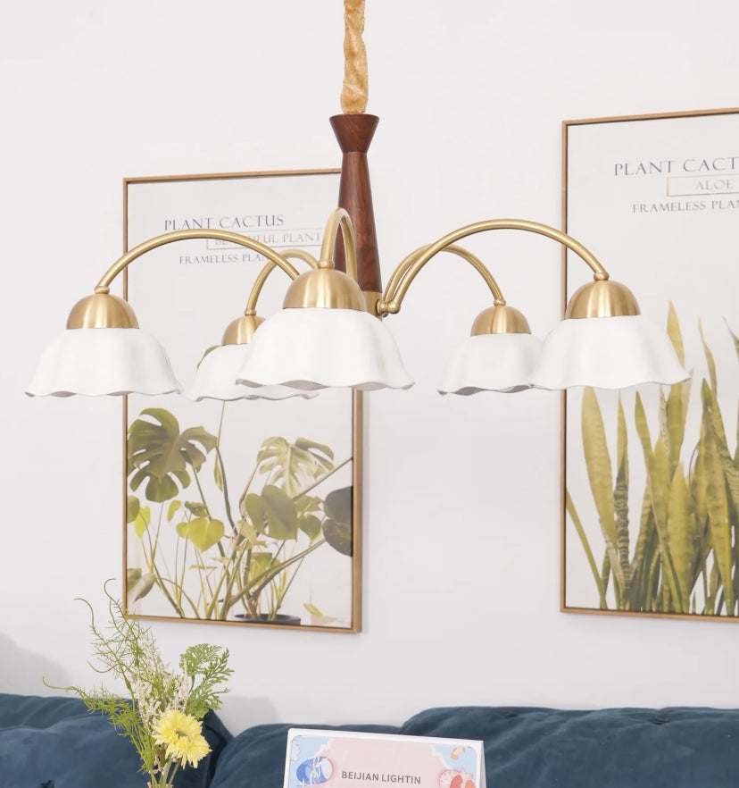 Swedish Modern Brass Chandelier