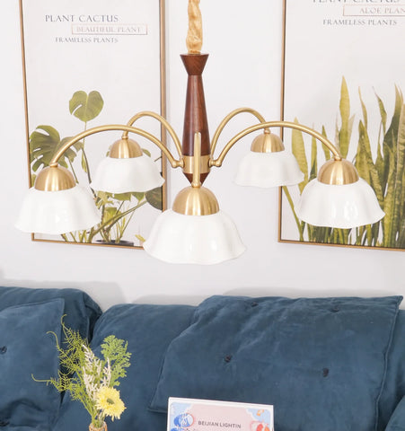 Swedish Modern Brass Chandelier