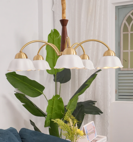 Swedish Modern Brass Chandelier