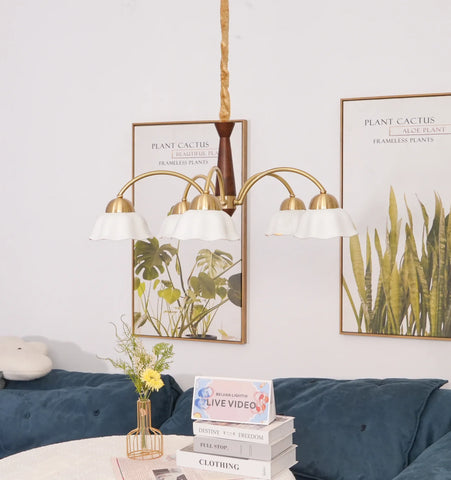 Swedish Modern Brass Chandelier
