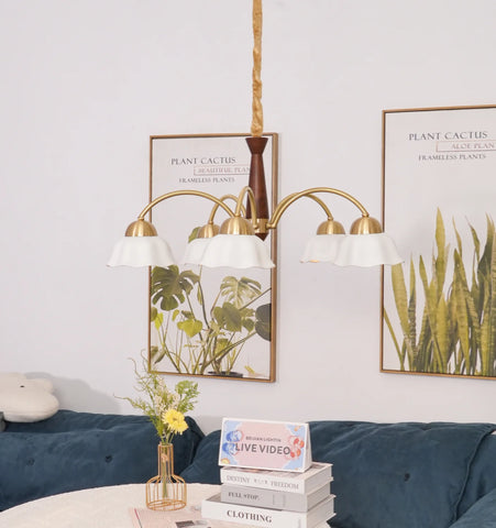 Swedish Modern Brass Chandelier