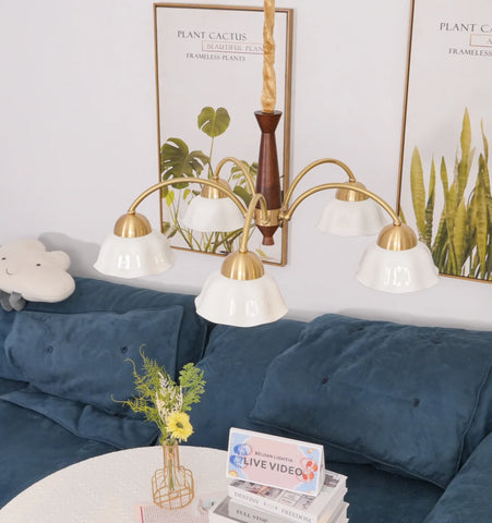 Swedish Modern Brass Chandelier