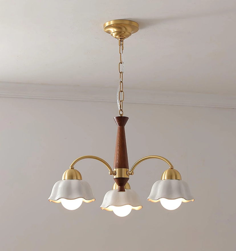 Swedish Modern Brass Chandelier