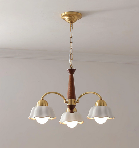 Swedish Modern Brass Chandelier