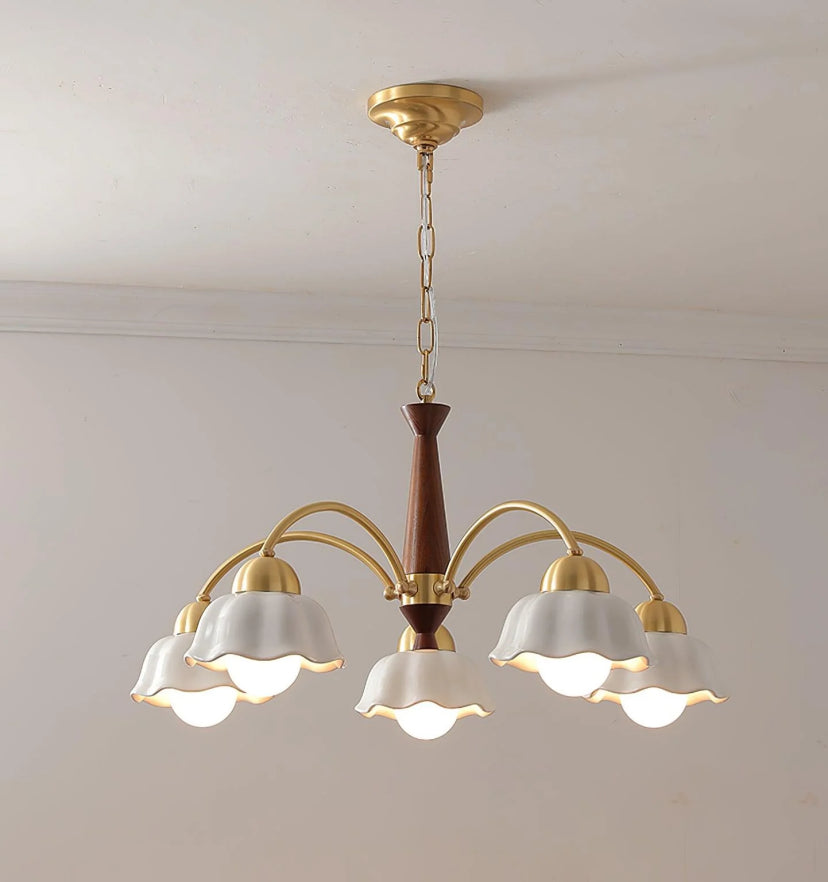 Swedish Modern Brass Chandelier