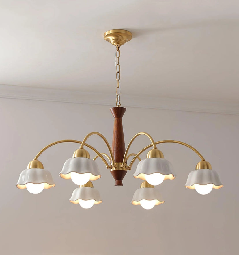 Swedish Modern Brass Chandelier