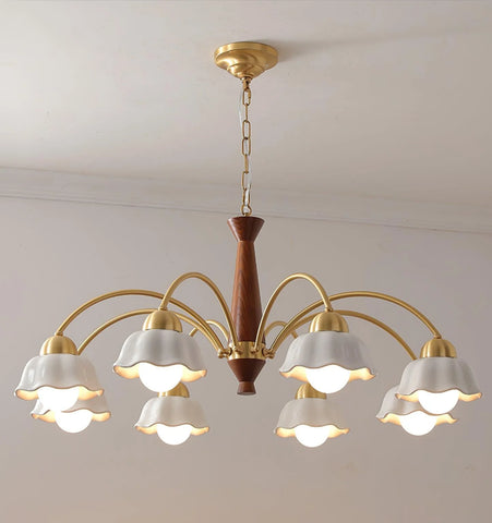 Swedish Modern Brass Chandelier
