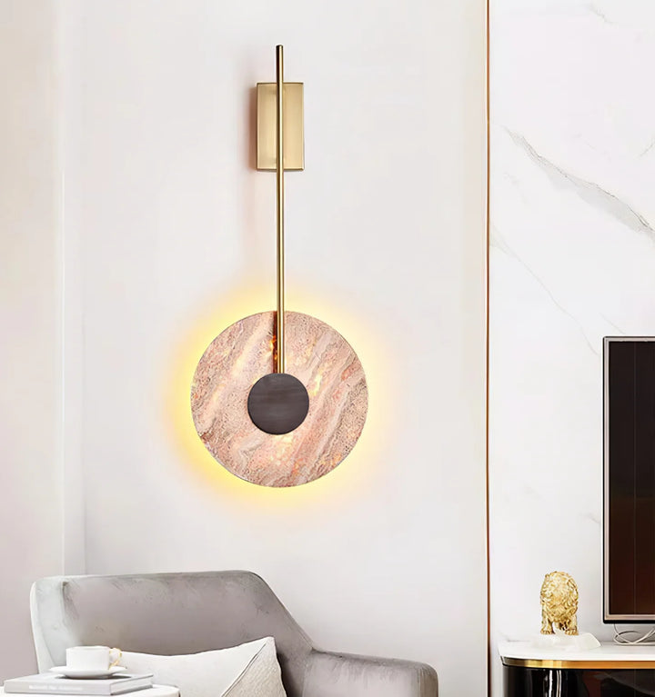 Travertine Disc Wall Lamp