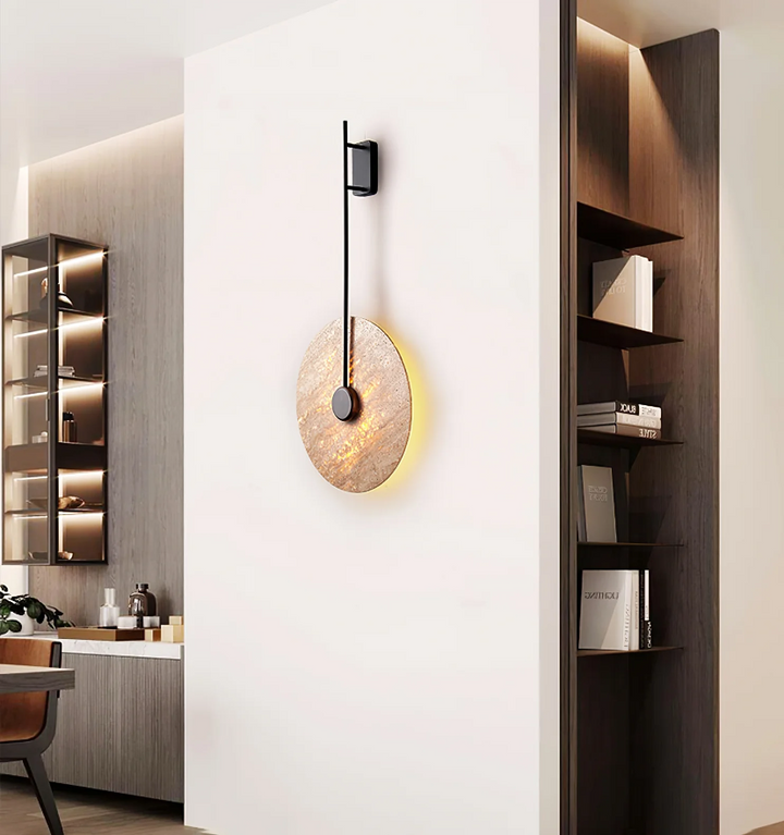 Travertine Disc Wall Lamp